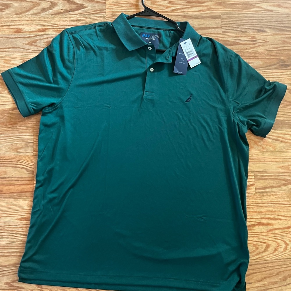 NWT Nautica Mens Navtech Wicking Short Sleeve Performance Polo Shirt  green xxl